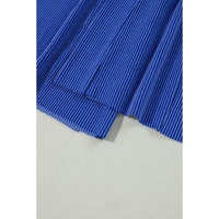 Sky Blue Corded Drawstring High Waist Pocket Plus Size Wide Leg Pants - 3X thumbnail