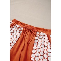 Azura Exchange Gold Flame Plus Size Floral Crochet Patch Drawstring Wide Leg Pants - 3X thumbnail