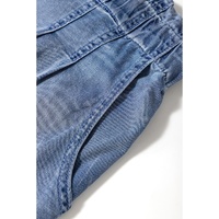 Dusk Blue Raw Hem Lace-up High Waist Plus Size Denim Shorts - 1X thumbnail