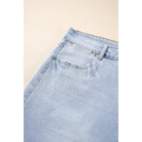 Beau Blue Folded Edge High Waist Plus Size Denim Shorts - 1X thumbnail