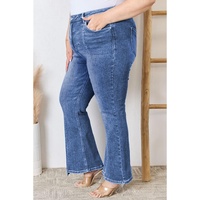 Blue Plus Size Exposed Seam High Waist Flare Jeans - 1X thumbnail