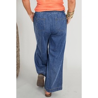 Azura Exchange Dusk Blue Plus Size Drawstring High Waist Straight Leg Jeans - 4X thumbnail