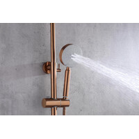 2023 Brushed Rose Gold Copper Solid Stainless Steel 304 made shower set w diverter 200 mm head sprayer hand held head thumbnail