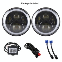 2 Pcs 7 Inch Dc12V 6000K - 6500K 50W Car Led Headlight Cree Lamp Beads For Jeep Wrangler / Harley Support App + Bluetooth Control Black thumbnail