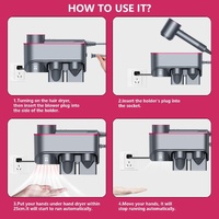 Wall Mounted Hair Dryer Bracket Storage Rack Black Nickel - With Hand Dryer Purple Red thumbnail