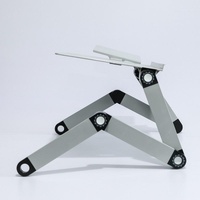 Portable Laptop Desk with Fan & Mouse Board - Aluminum Alloy Folding & Heightening - Black thumbnail