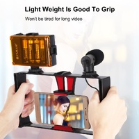 Live Broadcast Vlogging Kit With Led Light Microphone Tripod & Cold Shoe Head - Blue thumbnail