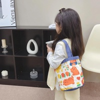Cartoon Graffiti Bento Bag - Cute Canvas Handbag - Model 2 Blue thumbnail