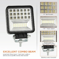 2 Pcs 4 Inch 20W Spot / Flood Light White Light Square - Shaped Waterproof Car Suv Work Lights Spotlight Led Bulbs Dc 9 - 30V thumbnail