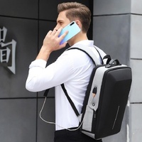 Anti-theft Hard Shell Backpack for Men with Alloy Frame - Gray thumbnail