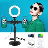 Horizontal Dual Phone Brackets Desktop Ring Light Kit - 4.7 Inch thumbnail