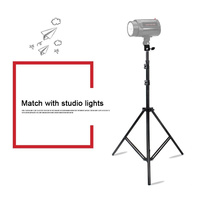 Professional Aluminum Lighting Stand For Studio Flash - 68-200Cm Height Black thumbnail