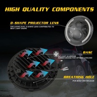 7 Inch H4 / H13 Dc 9V - 30V 3000Lm 3000K - 6000K 25W Car Round Shape Led Headlight Lamps For Jeep Wrangler With Angel Eye White Light thumbnail