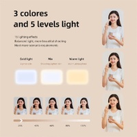 Rechargeable Clip-on Selfie Light with 66 Leds - 3 Modes for Phone Laptop Tablet - Black - White thumbnail