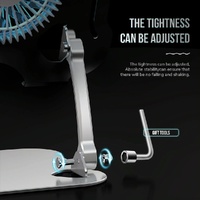 Silver Foldable Laptop Bracket with Fan - Space-saving Design thumbnail