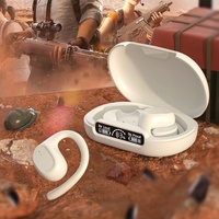 Waterproof Wireless Sports Bluetooth Earphones with Led Display - White thumbnail