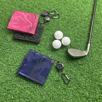 Easy Draw Golf Ball Wipe Cloth - Retractable String - Blue thumbnail