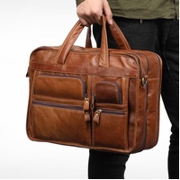 Men 15.6 Inch Business Handbag Casual Singer Shoulder Messenger Bag - Rusty Black thumbnail