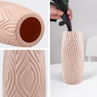 2-piece Plastic Vase Set for Creative Flower Arrangements Wet and Dry Decor - Pink thumbnail