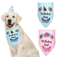 Pet Birthday Saliva Towel Double Cotton Triangle Scarf - Pink thumbnail