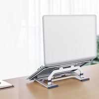 Foldable Aluminum Laptop Stand for Desktop Cooling - Elegant Silver thumbnail