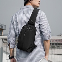 Adjustable Oxford Chest Bag For Men With Glasses Hang Belt Black thumbnail