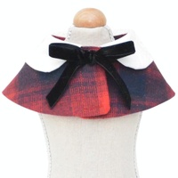 Dog Shawl Small Cloak Pet Bow Ttie Saliva Towel Pet Accessories - Size S - Red Grid thumbnail