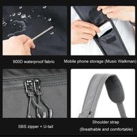 Waterproof Nylon Cycling Shoulder Bag Large Capacity Black thumbnail