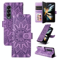Sunflower Embossed Leather Phone Case for Samsung Galaxy z Fold 4 / 5g - Red thumbnail