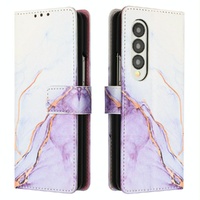 Marble Leather Flip Case for Samsung Galaxy z Fold 4 - Pink Purple Gold Ls001 thumbnail