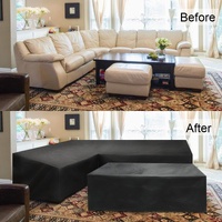 Waterproof Outdoor Corner Sofa Cover - 286x222x82cm - Black thumbnail