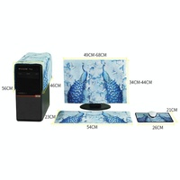 Universal 3-in-1 Desktop Pc Dust Cover - Fits 23-24 Inch Screens - Flamingo thumbnail