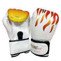 Adult Flame Pattern Pu Leather Boxing Gloves - Fitness - Black thumbnail