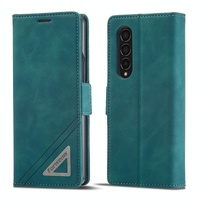 Leather Dual Side Buckle Phone Cover for Samsung Galaxy z Fold 4 - Dark Cyan thumbnail