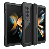 Waterproof Metal Phone Case with Folding Holder for Samsung Galaxy z Fold 4 - Red thumbnail