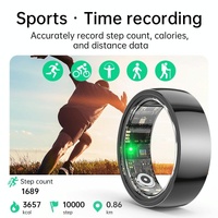 Smart Ring With Heart Rate Blood Oxygen Sleep & Sports Modes - Size 9 - White thumbnail