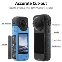 Silicone Shockproof Case and Lens Cover for Insta360 X4 by Sunnylife - Blue - Lens Cover thumbnail
