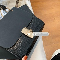 Versatile Vintage Wing Crossbody Bag with Frosted Finish and Chain - Black thumbnail