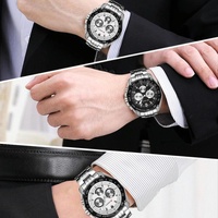 Waterproof Quartz Watch for Men - Casual Business Style - White Shell Black thumbnail