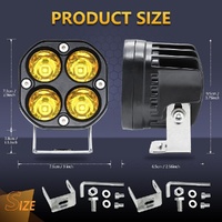 Car 3 Inch 4Leds Continuous Spotlight 20W / 2000Lm / 6000K / Dc9 - 80V - Yellow thumbnail