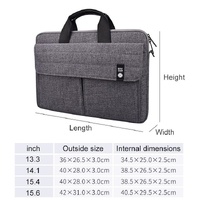 13.3 Inch Laptop Carrying Bag with Shoulder Strap - Handheld Briefcase Style - Grey thumbnail