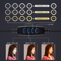 11.8 Led Ring Light with Tripod and Phone Clamp - 3 Modes Dual Colour Temperature Dimmable - Black thumbnail