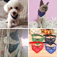 Adjustable Dog Bandana Leather Printed Soft Scarf Collar Neckerchief For Puppy Pet - Size M - Black thumbnail