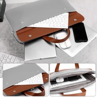 Stylish Pu Leather Laptop Bag - Briefcase Cover - Beige - 15.6 Inch thumbnail
