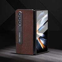 Premium Leather Phone Case with Holder for Samsung Galaxy z Fold 4 / 5g - Luxury Design - Coffee thumbnail