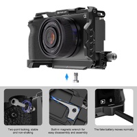 Metal Camera Cage Stabilizer For Sony A6700 - Black thumbnail