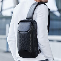 Carbon Fiber Anti Theft Waterproof Crossbody Chest Bag For Men & Women 34 X 18 X 10Cm - Black thumbnail