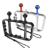 Aluminum Dual Handheld Diving Light Arm Mount for Action Cameras - Black thumbnail