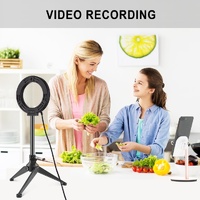 12cm Ring Light & Desktop Tripod Selfie Stick Mount with Usb Led Ring Selfie Beauty Vlogging Photography Video Lights Kit in Black thumbnail