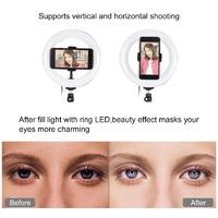 7.9 Led Ring Light with Tripod and Phone Clamp - 3 Modes Dual Colour Temperature Dimmable - Black thumbnail